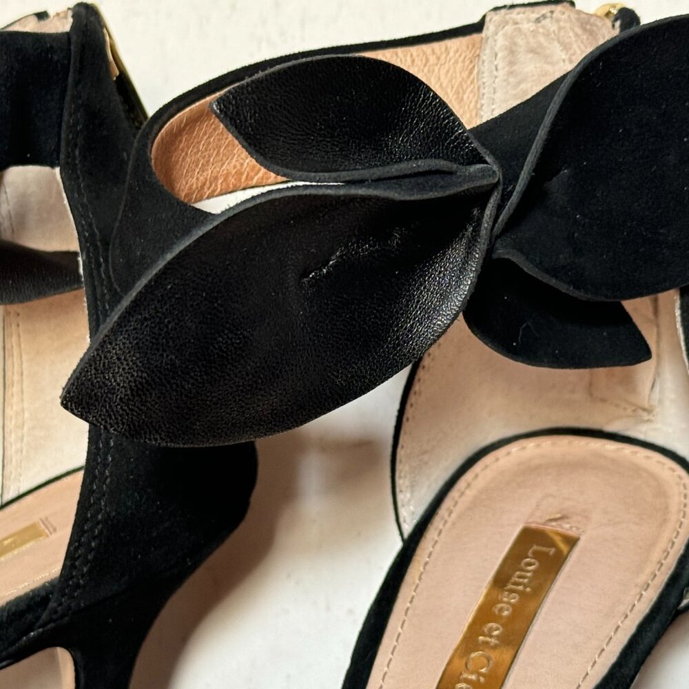 Louise et Cie Kenbeck Black Suede Ankle Bow Heels - Picture 5 of 7